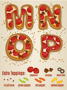 Exquisite pizza alphabet design vector 04 pizza exquisite alphabet   