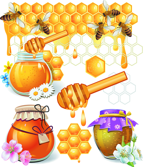 Honey bee vector design elements honey elements design elements bee   