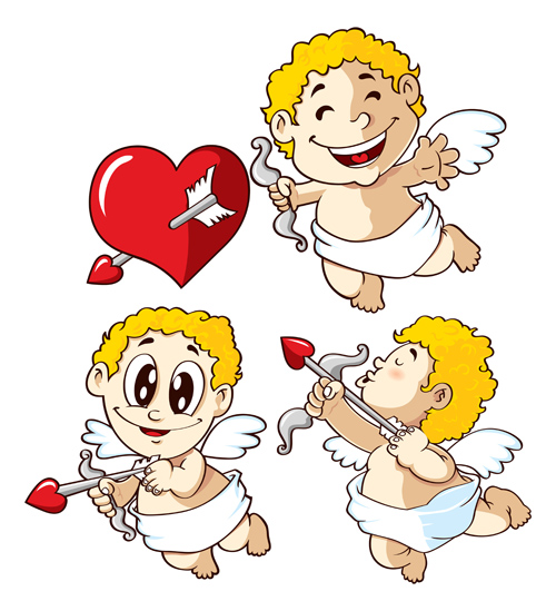 Cupid with red heart vector red heart cupid   