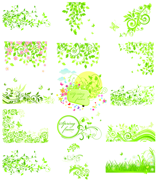 Floral green ornaments vector set 04 ornaments ornament green free floral   