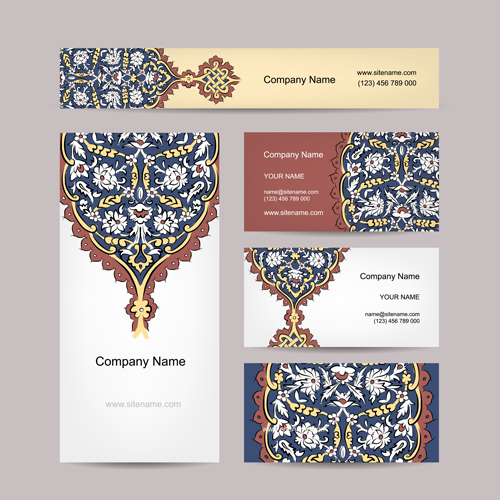 Floral style business cards kit vector 01 kit floral business cards business   