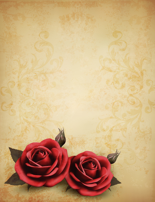 Roses and Vintage background vector 02 vintage roses rose background vector background   