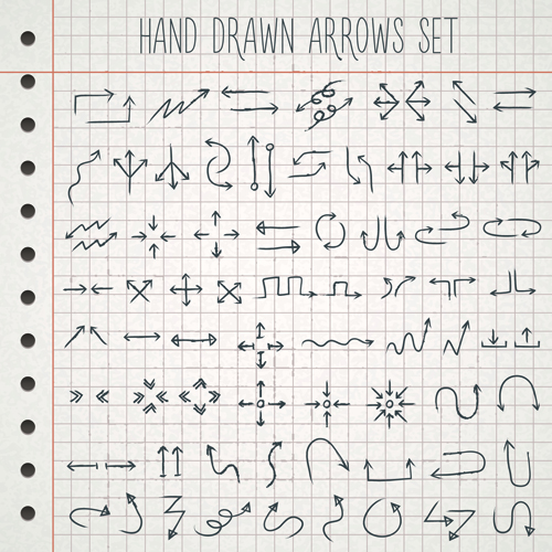 hand drawn arrows vector set hand drawn arrows   