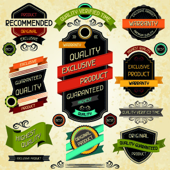 Vector Retro Stickers and labels set 03 stickers sticker Retro font labels label   