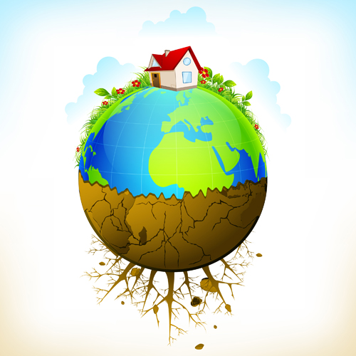 Ecology with earth concept design vector 01 ecology earth concept   