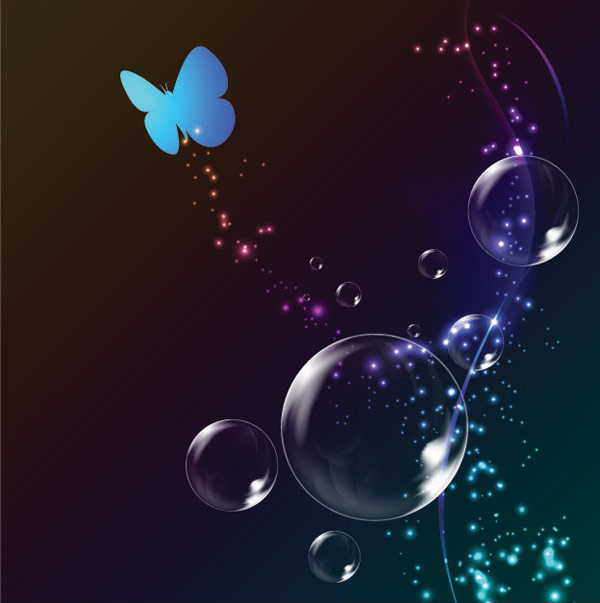 Colorful bubble background 02 vector set purple line high light fantasy butterfly bubble beautiful background   