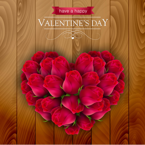 Valentines day elements with wooden background vector 10 wooden valentines elements day background   