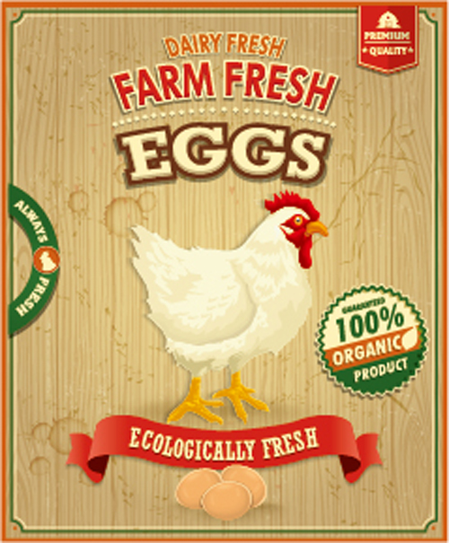 Farm fresh food poster vintage vector 03   