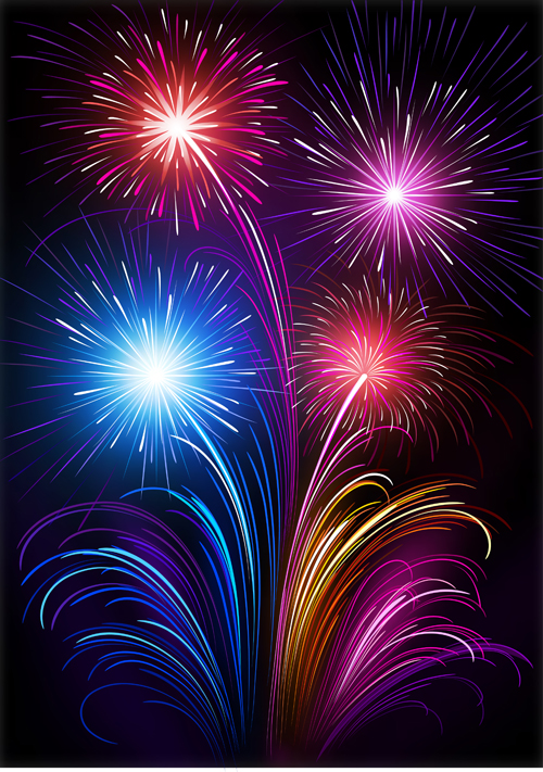 Set of holiday Fireworks design vector material 16 material holiday Fireworks   