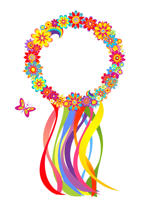 Flower with colored ribbon vector graphics vector graphics vector graphic ribbon colored   