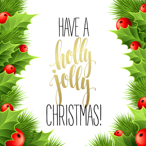 Christmas cards with holly berry vector material 01 material holly christmas cards Berry   
