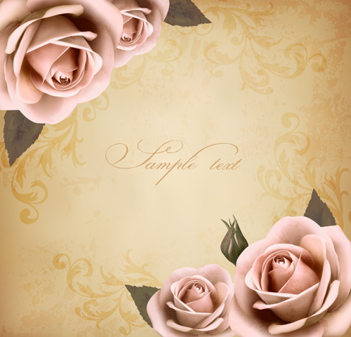 Roses and Vintage background vector 04 vintage roses rose background vector background   