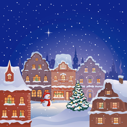 Winter houses christmas vector background 01 winter houses house christmas background   