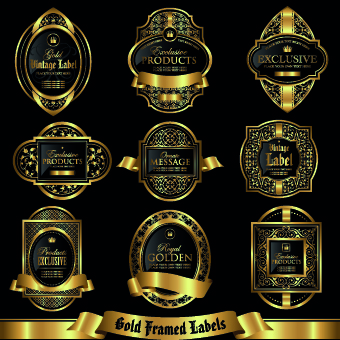 Luxury gold labels vector graphics set 03 vector graphics vector graphic luxury labels label   