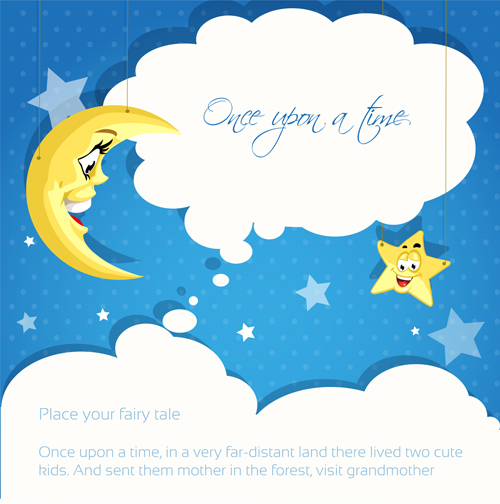 Cartoon cute stars and moon background vector stars moon cartoon background vector background   