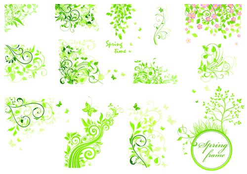 Floral green ornaments vector set 02 ornaments ornament green floral   