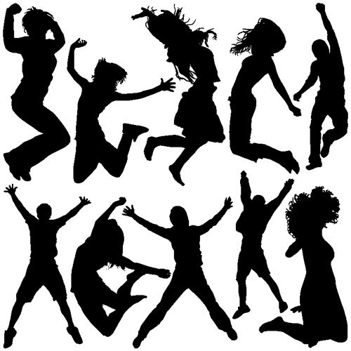Jumping People Silhouettes vector 02 silhouettes silhouette people jumping   