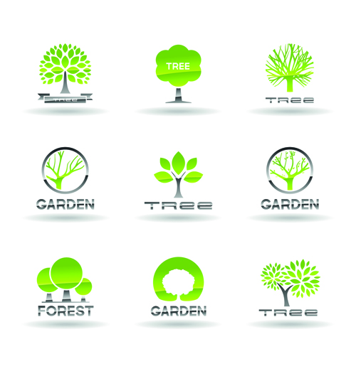 Vector trees logos creative design set 01 trees tree logos logo creative   