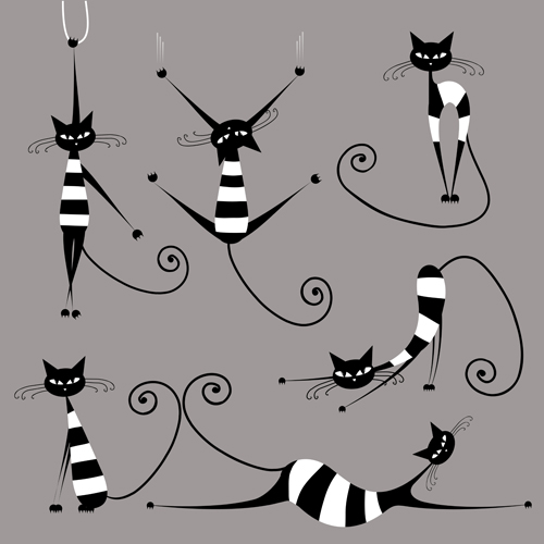 Vector Amusing cats design set 04 cats Amusing   