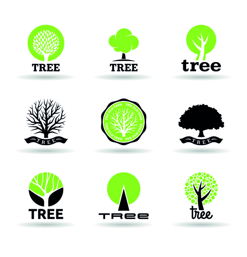 Vector trees logos creative design set 02 trees logos logo creative   