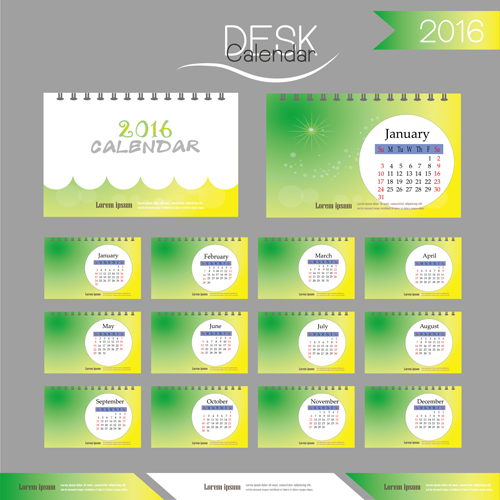2016 New year desk calendar vector material 15 year new material desk calendar 2016   