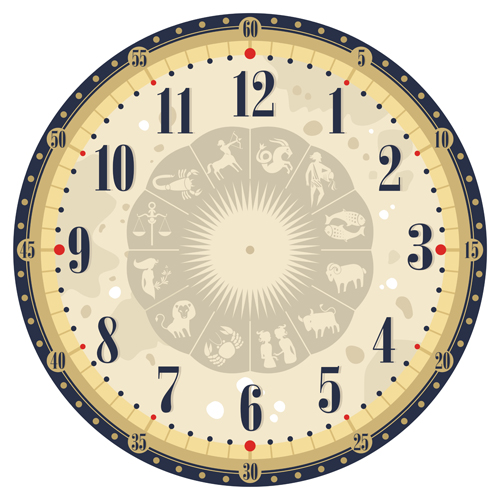 Round clock vintage styles vector material 04 Vintage Style vintage material clock   