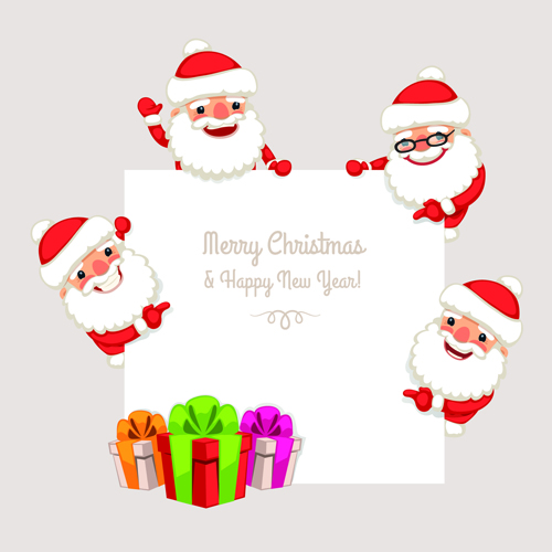 Cute santa material vector set 05 santa material cute   