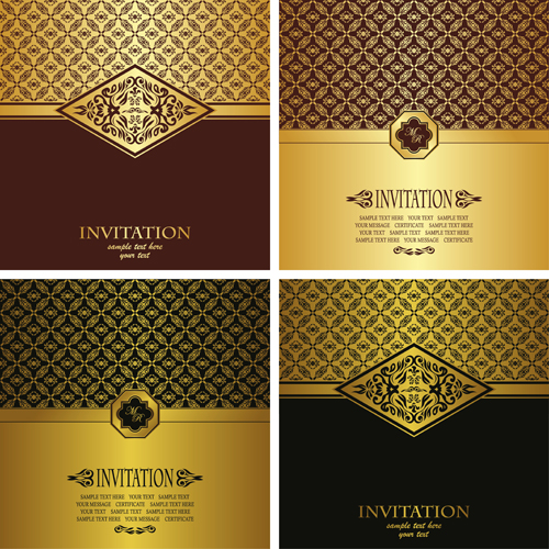 Ornate golden invitations design 04 ornate invitation golden   