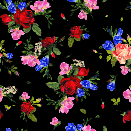 Vintage roses vector seamless pattern 04 58597 vintage seamless roses pattern   