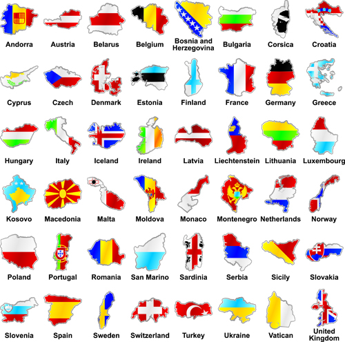 countries Flags and Map design vector 02 map flags countries   
