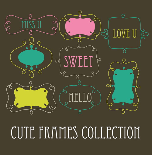 Cute sweet frames set vector graphics 03 vector graphics vector graphic frames frame cute   