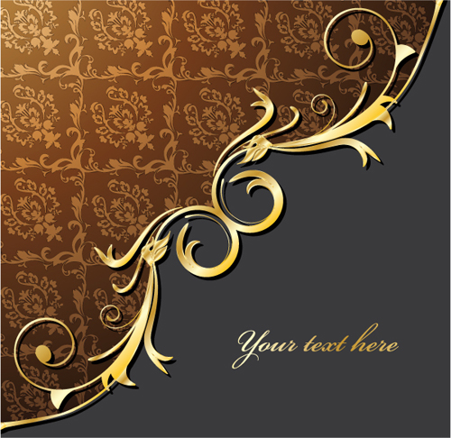 Glossy golden floral ornaments vector background 15 ornaments ornament golden glossy background   