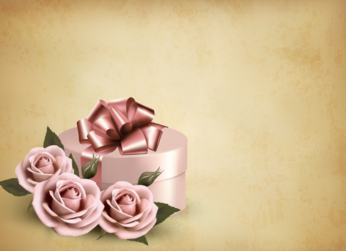 Roses and Vintage background vector 08 vintage roses rose background vector background   