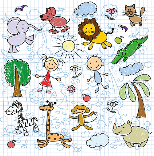 Hand drawn children pattern with school elements vector 04 school pattern hand drawn children   