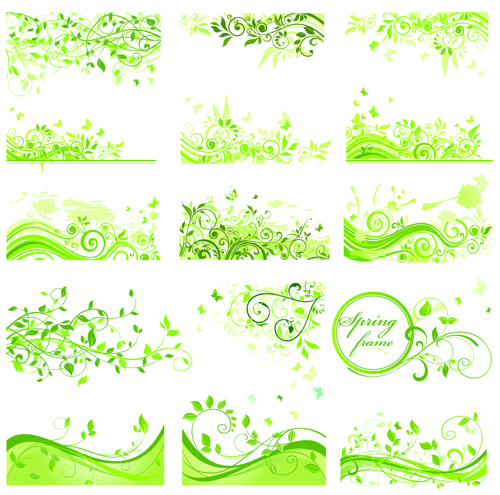 Floral green ornaments vector set 03 ornaments ornament green floral   