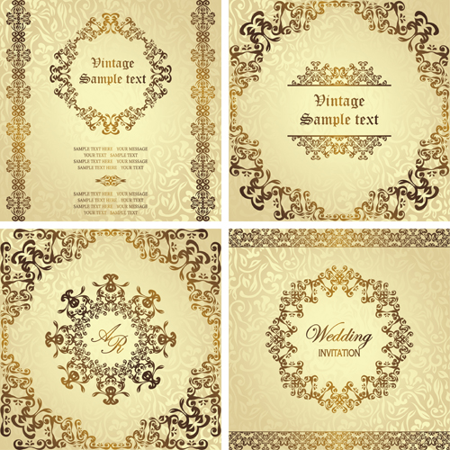 Ornate golden invitations design 03 ornate invitation golden   