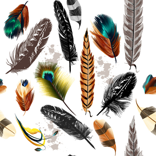 Realistic feathers vector seamless pattern 02 seamless realistic pattern feathers   