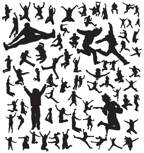 Jumping People Silhouettes vector 04 silhouettes silhouette people jumping   
