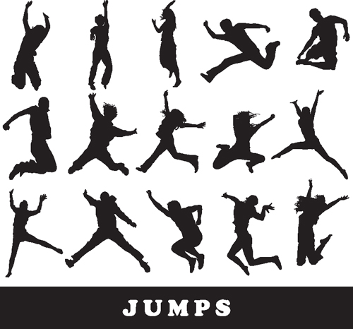 Jumping People Silhouettes vector 05 silhouettes silhouette people jumping   
