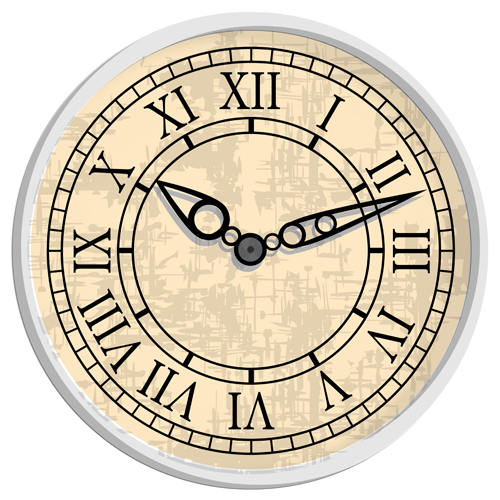 Round clock vintage styles vector material 05 vintage round material clock   