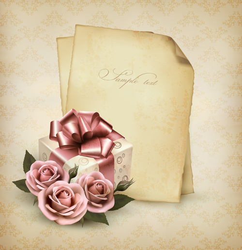 Roses and Vintage background vector 03 vintage roses rose background vector background   