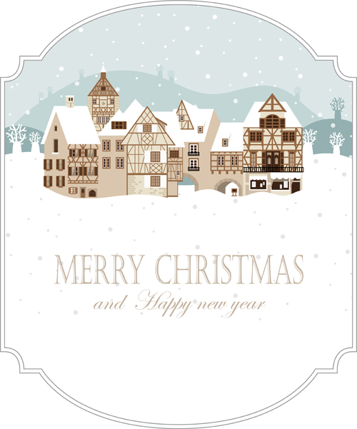 Winter houses christmas vector background 04 winter houses christmas background   