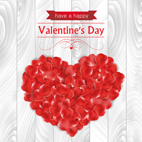 Valentines day elements with wooden background vector 02 wooden valentines elements day background   