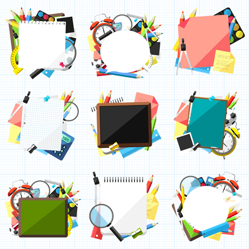 Vector back to school elements material school elements back   