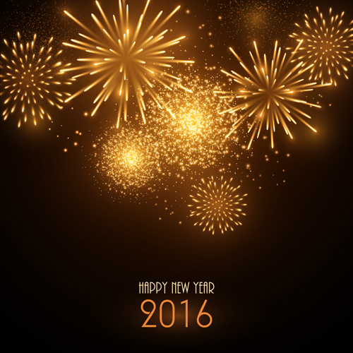 2016 new year with golden fireworks vector year new golden Fireworks 2016   