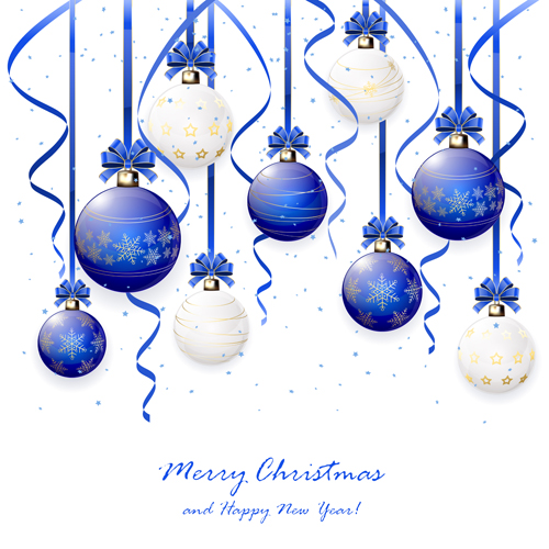 Blue and white Christmas balls beautiful vector 01 christmas Bluewhite beautiful balls   