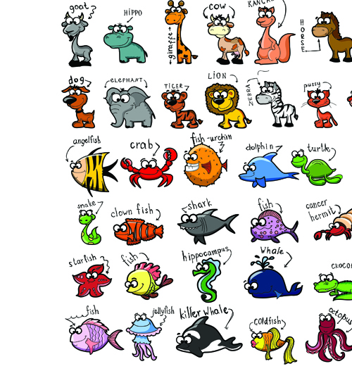 Set of funny animals vector 03 funny animals   