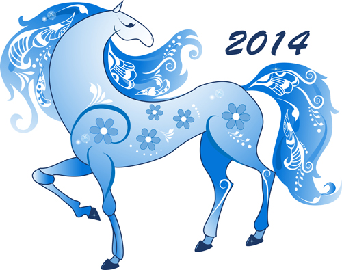 Vector set of 2014 Years Horse design elements 03 horse element design elements   