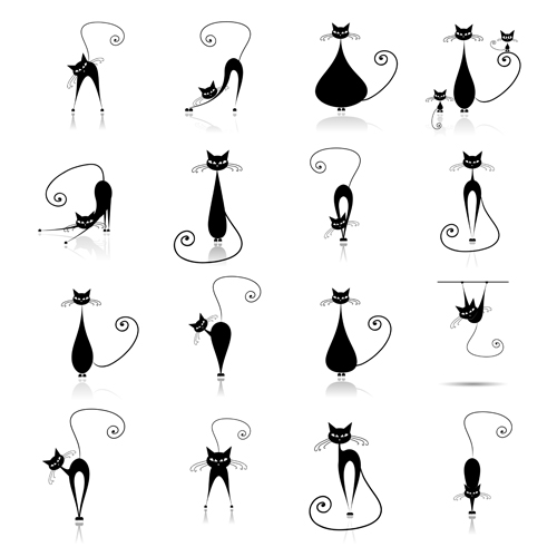 Vector Amusing cats design set 05 cats Amusing   