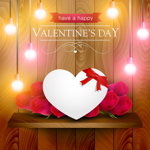 Valentines day elements with wooden background vector 11 wooden valentines elements day background   